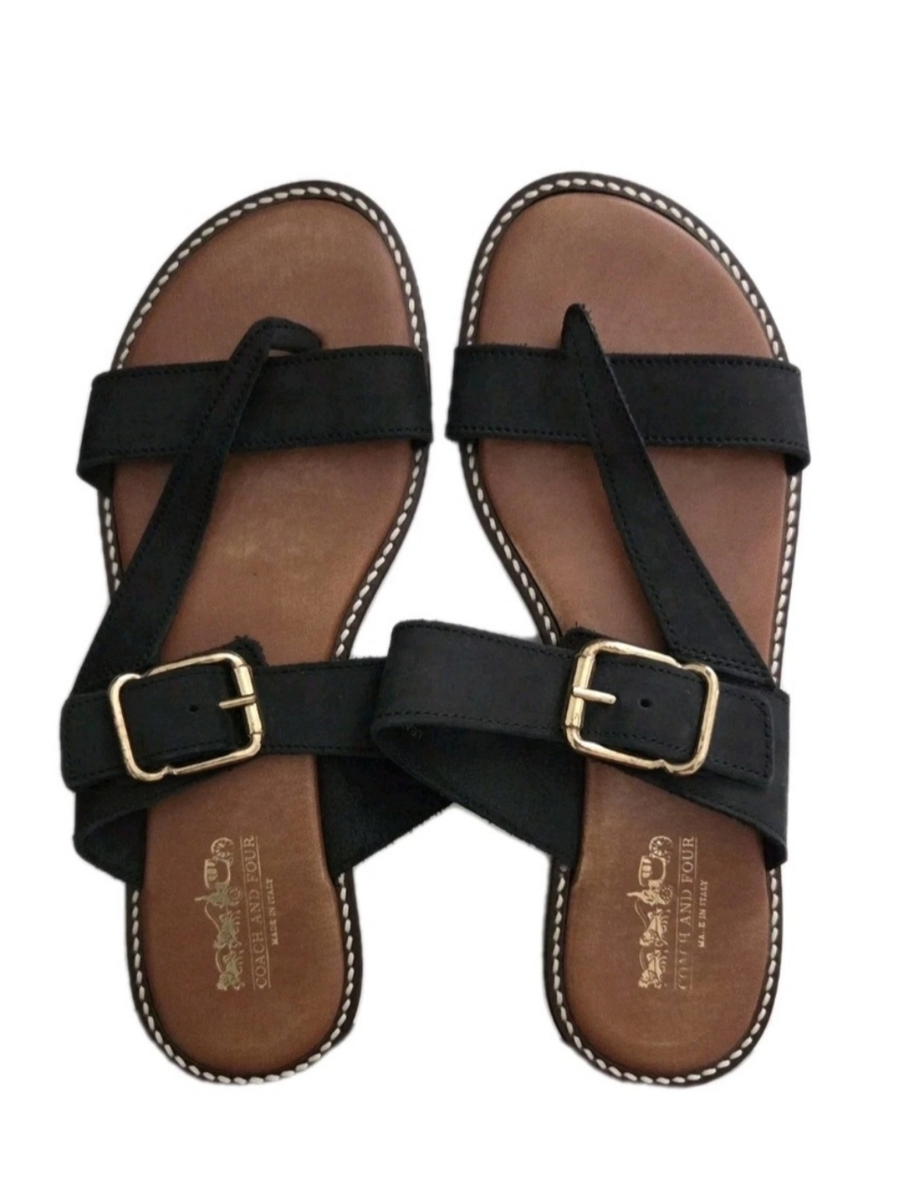 Coach And Four Black Slip On Sandals Women's Size 9 Beach Vacation